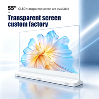 Écran OLED 2K 55 pouces transparent OEM, base personnalisée, publicité commerciale, promotion en magasin, signalétique interactive tactile ODM