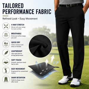 Pantaloni da Golf da Uomo su Misura, Vestibilità Raffinata e Dritta, Traspiranti ed Elasticizzati, per Campo e Club, Stile Smart Casual - Product Image 3