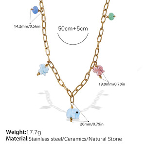 unique stainless steel enamel flower pendant necklace 18k gold plated <b>elephant</b> enamel pendant bracelet jewelry for women - Product Image 6