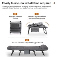 Lit pliant en métal pour la sieste du midi, chaise inclinable multifonctionnelle portable pour le camping en extérieur, style américain pour le bureau ou le parc