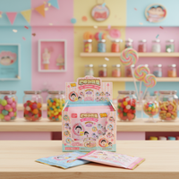 Permen Popping Chibi Maruko Berlisensi IP Kustom Grosir dengan Kotak Permen Mainan Blind Box dan Badge OEM