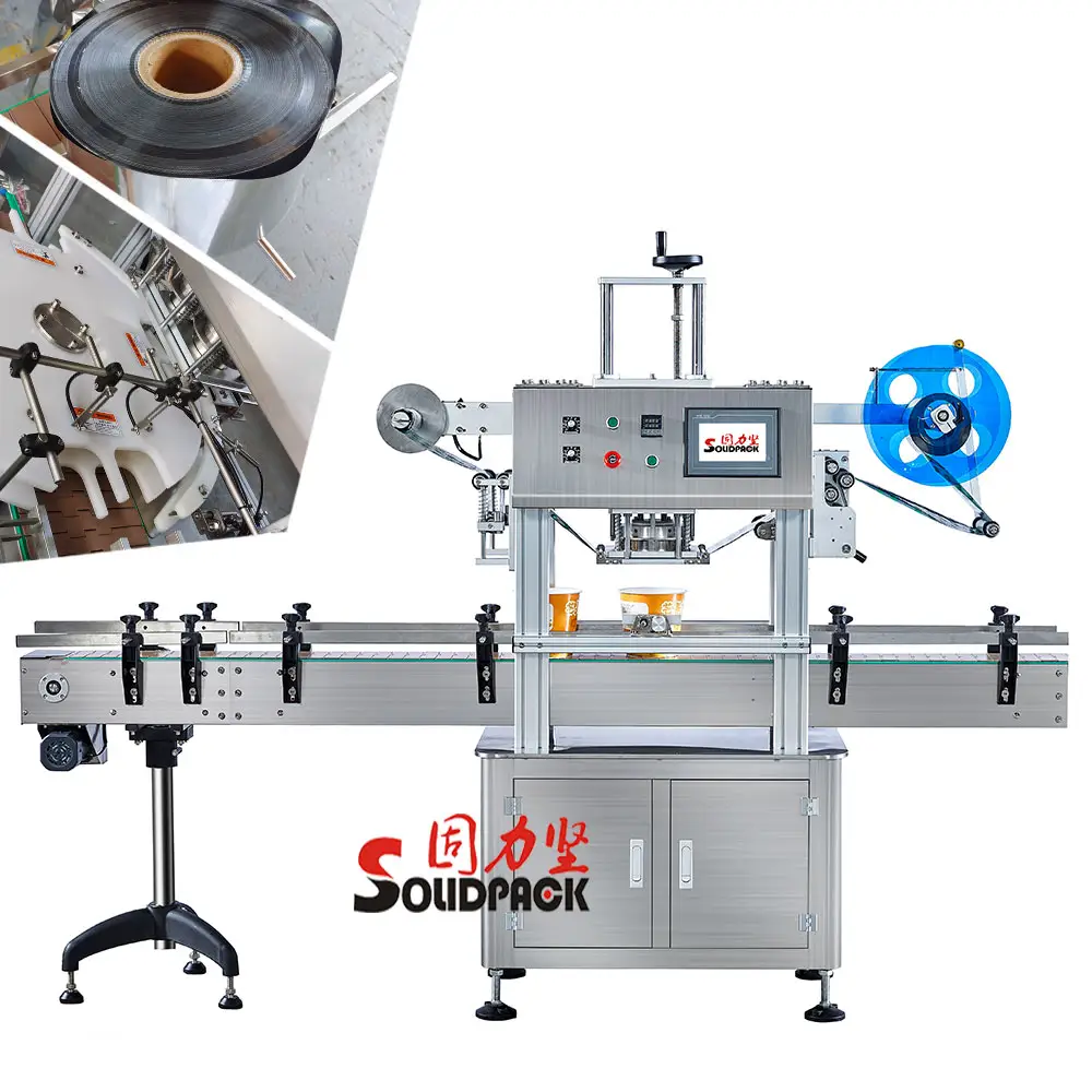 Solidpack efficient 2-head fully automatic meal tray can aluminum foil bottle heat sealing machine