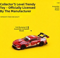 Kit Model Perakitan Mobil Balap GT3 Skala 1:64, Mobil Mainan Koleksi Tanpa Lem dengan Kap Mesin yang Dapat Dibuka, Stiker Water-Slide