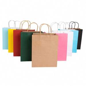 Sac en papier kraft recyclable 150GSM avec poignée en ruban Impression flexo 8 couleurs pour vêtements Chaussures Shopping Livraison de nourriture Emballage - Product Image 3