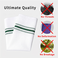 Serviettes de bistrot réutilisables faites à la main en polyester filé 240 g/m², rayées, blanc et vert forêt, teintes en fil, pour la restauration, 18x22
