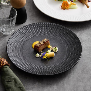 <span class=keywords><strong>Assiette</strong></span> Ronde Minimaliste Créative <span class=keywords><strong>Blanche</strong></span> et Noire, Vaisselle en Porcelaine, Ensemble de Dîner, Ensemble de Bols en Céramique, Usine de Chaozhou - Product Image 4
