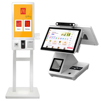 Sistema de punto de venta inteligente todo en uno, android, Windows, pos, pantalla táctil dual, McDonald kfc, terminal pos digital para supermercado