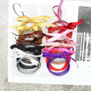 Bowknot Silicone Glitter Jelly Tube Bracelets For Women Small Five-layer Glitter Stacking Bangles