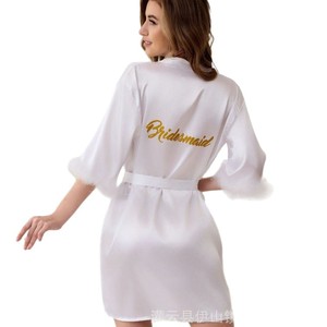 <span class=keywords><strong>Novia</strong></span> y dama de honor Vestidos de mañana para mujer Camisón Mangas peludas Cumpleaños Novias Fiesta Pijamas Boda Vestidos de mañana - Product Image 5
