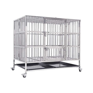 Grand chenil d'intérieur pour animaux de compagnie Fermeture à bouton <span class=keywords><strong>Cage</strong></span> à chien en acier inoxydable à motif solide Plateau en plastique pliant Boîte à palettes Toilette incluse - Product Image 4