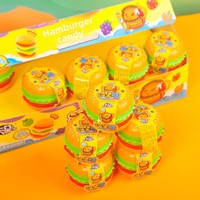 Permen Gummy Hamburger Rasa Buah Kustom Pabrik, Permen Lunak Kenyal dalam Kotak Burger Plastik, OEM Label Pribadi