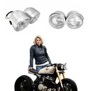 <span class=keywords><strong>Phare</strong></span> de <span class=keywords><strong>moto</strong></span> double <span class=keywords><strong>rond</strong></span> classique <span class=keywords><strong>vintage</strong></span> chromé pour motos personnalisées - Product Image 6