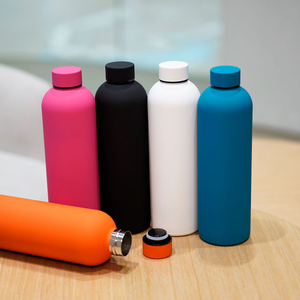<span class=keywords><strong>Thermos</strong></span> à double paroi en acier inoxydable de 500 ml avec logo personnalisé, peinture thermique en caoutchouc, finition mate, pour cadeaux d'affaires - Product Image 4
