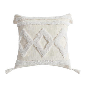 Housse de <span class=keywords><strong>coussin</strong></span> carrée de luxe moderne en coton brodé crème ivoire Innermor 2025 pour lit, bureau, maison, hôtel avec fermeture éclair - Product Image 1