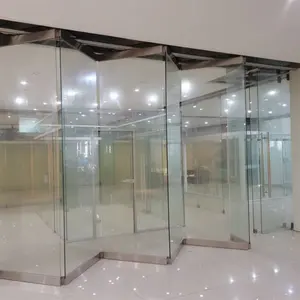 Puerta plegable de vidrio de aluminio, resistente a la intemperie, transparente, moderna e insonorizada