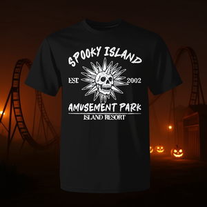 Camiseta retro con diseño de calavera de Halloween de Spooky Island, diseño de Summerween de los años 90, camiseta negra para hombre - Product Image 3