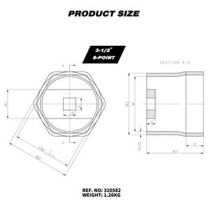 3-1/2 <b>Inch</b> 6-Point Rounded Wheel Bearing Locknut <b>Socket</b> - Product Image 2
