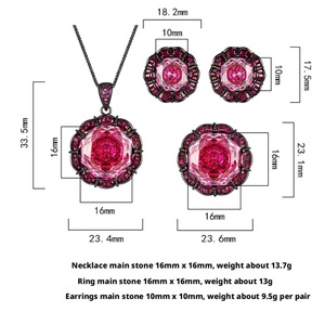 Parure de bijoux écologiques en cuivre plaqué or noir avec zircon 16-10MM, collier, boucles d'oreilles et bague, style premium 2026 - Product Image 2