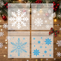 Sacs autocollants transparents en OPP imprimés pour Noël, pochettes auto-adhésives en plastique transparent pour fêtes, cadeaux, friandises, biscuits et bonbons