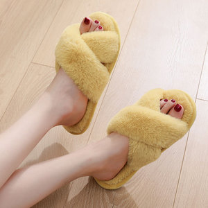 Fashionable Women's Open Toe <b>for</b> <b>Slippers</b> Warm Faux Fur Light Weight EVA Outsole <b>Summer</b> Slides <b>for</b> Home Use - Product Image 4