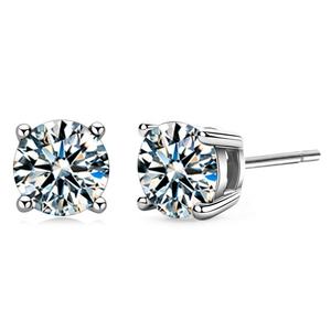 Pendientes de Moissanita con Certificado GRA, Corte Redondo, Joyería para Hombre y Mujer en Plata de Ley 925, Pendiente de Diamante VVS a Precio de Fábrica - Product Image 2