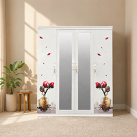 Armoire métallique pour vêtements, armoire en acier à 4 portes avec miroir pour chambre à coucher, salon, design traditionnel, durable et écologique
