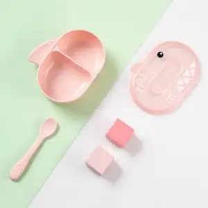 Custom food grade PP baby bowl set grinding food feeding bowl plastic spoon with handle