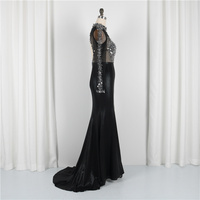 Robe de soirée luxueuse, nouvelle collection, col haut, fendue, perlée, manches longues, Sexy, longue tenue de soirée