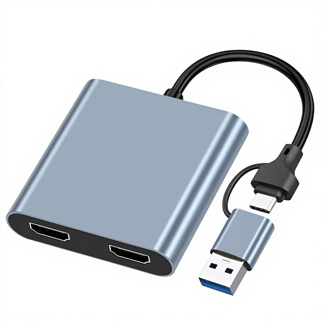 4in1 USB Type C Dual for USB3.0 PD Fast Charging Adapter for Mobile Phone Tablet Laptop TV Monitor Projector Model USB-2HD401