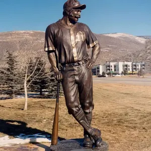 カスタムサイズブロンズ野球選手像ウエスタンフィギュア彫刻銅スタンディングマン像