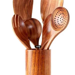 Acacia wood non-stick frying spatula strainer spatula wooden soup spoon leaky spoon wooden rice fishing noodle spoon set