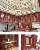 Dalles de marbre dolomite rouge moderne de luxe pour salle de bain, plan de travail d'évier de cuisine, panneau mural pour hôtel, escalier, salon