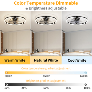 Modern Low Profile <b>Ceiling</b> Fan With <b>Light</b>, 6 Speed Dimmable 3 Color LED <b>Ceiling</b> Fan For Bedroom Small Room - Product Image 4