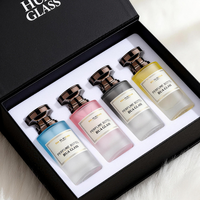 En stock, flacons de parfum en verre transparent à fond épais, personnalisables avec logo haut de gamme, 30/50/100 ml, avec boîte cadeau