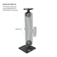 VINmounts Bras à double rotule de 23 cm (1,5 po), extension longue en aluminium marin pour tablette de chariot élévateur industriel