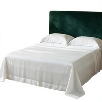 Parure de draps de luxe rafraîchissante 100 % viscose de bambou pour hôtel, poches profondes de 18 pouces, douce, respirante, certifiée Oeko-TEX, bleu uni, taille Queen
