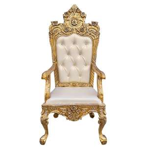 Silla de comedor europea de lujo en metal dorado con tapicería, diseño atemporal para villas, casas de lujo, eventos, banquetes, etc. - Product Image 2