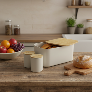 Ensemble de boîtes <span class=keywords><strong>à</strong></span> <span class=keywords><strong>pain</strong></span> et de récipients en acier galvanisé de qualité alimentaire avec couvercle en planche <span class=keywords><strong>à</strong></span> découper <span class=keywords><strong>pour</strong></span> le rangement de la <span class=keywords><strong>cuisine</strong></span> (<span class=keywords><strong>pain</strong></span>, grains de café, noix, thé) - Product Image 2