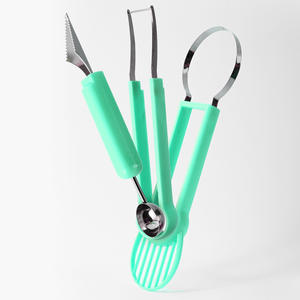 Ensemble d'outils multifonctions pour fruits, 3 pièces, trancheuse, cuillère, coupe-fruits en acier inoxydable pour pastèque, fruit du dragon, kiwi, bleu vert - Product Image 4
