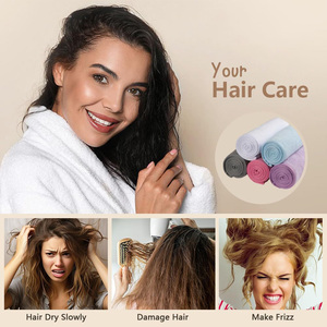 Asciugamano per Capelli in Microfibra Personalizzato con Logo per Donne, Asciugatura Rapida con Bottone, Tessuto Lavorato a Maglia per Uso Domestico - Product Image 3