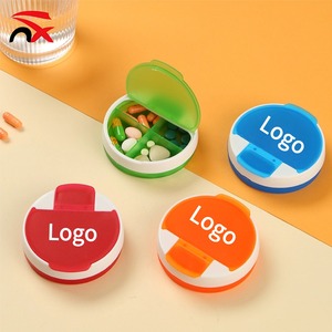 Рекламный портативный органайзер для таблеток с логотипом, круглый, на 4 секции, мини, матовый, герметичный, для повседневного использования - Product Image 1