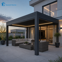 Pergola motorisée de luxe en aluminium Sweet Home, toit à lamelles réglables imperméable, gazebo extérieur, ombrage bioclimatique, éclairage LED pour le jardinage