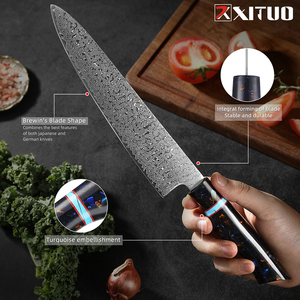 มีดเชฟดาบเหล็กดามัสกัส VG10 67 ชั้น คมกริบพิเศษ มีดซูชิและ<span class=keywords><strong>แซลมอน</strong></span>ญี่ปุ่น อุปกรณ์ทำครัว ด้ามจับเรซิ่นอีพ็อกซี่ - Product Image 4