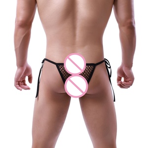 Nuovi Slip Sexy da <span class=keywords><strong>Uomo</strong></span> a Vita Bassa in Rete Trasparente con Lacci Perizoma Gay da <span class=keywords><strong>Uomo</strong></span> Comodo e alla Moda - Product Image 1