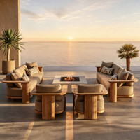 Ensemble de meubles de jardin modulaires en teck de luxe moderne de haute qualité avec coussins à séchage rapide, canapé d'extérieur, garantie 3 ans