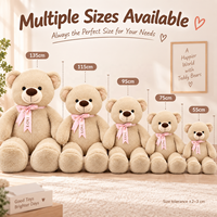 Peluche personnalisée, ours en peluche beige, animal en peluche avec nœud en satin rose, peluches douces au toucher, pour la Saint-Valentin, décoration de la maison, cadeau