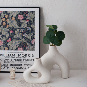 현대 미니멀리스트 보헤미안 장식 억새풀 장식 꽃병 블랙 라운드 매트 도넛 세라믹 꽃병 2 세트 - Product Image 3