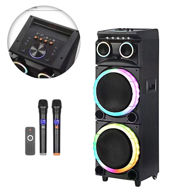 OEM NDR2102 12 Inch Big Power Wireless Stage Outdoor Party Karaoke Speaker with Mic Trolley BT LED Light Active Powerful Speaker
