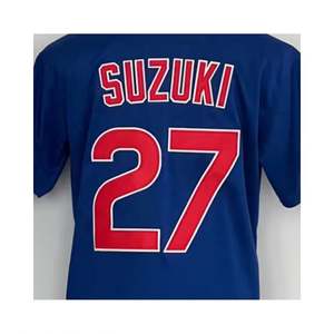 <span class=keywords><strong>Camiseta</strong></span> de béisbol cosida de la mejor calidad azul <span class=keywords><strong>Chicago</strong></span> Seiya Suzuki listo para enviar - Product Image 1