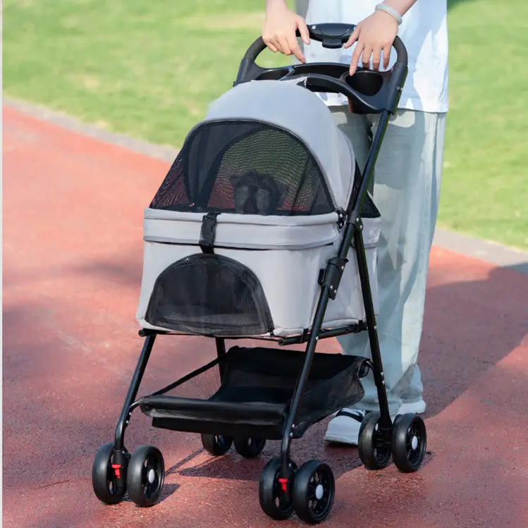 Detachable Pet Travel Cart Carrier Bag 2 in 1 Multifunctional Foldable Pet Stroller Outdoor Small Cat Dog Trolley